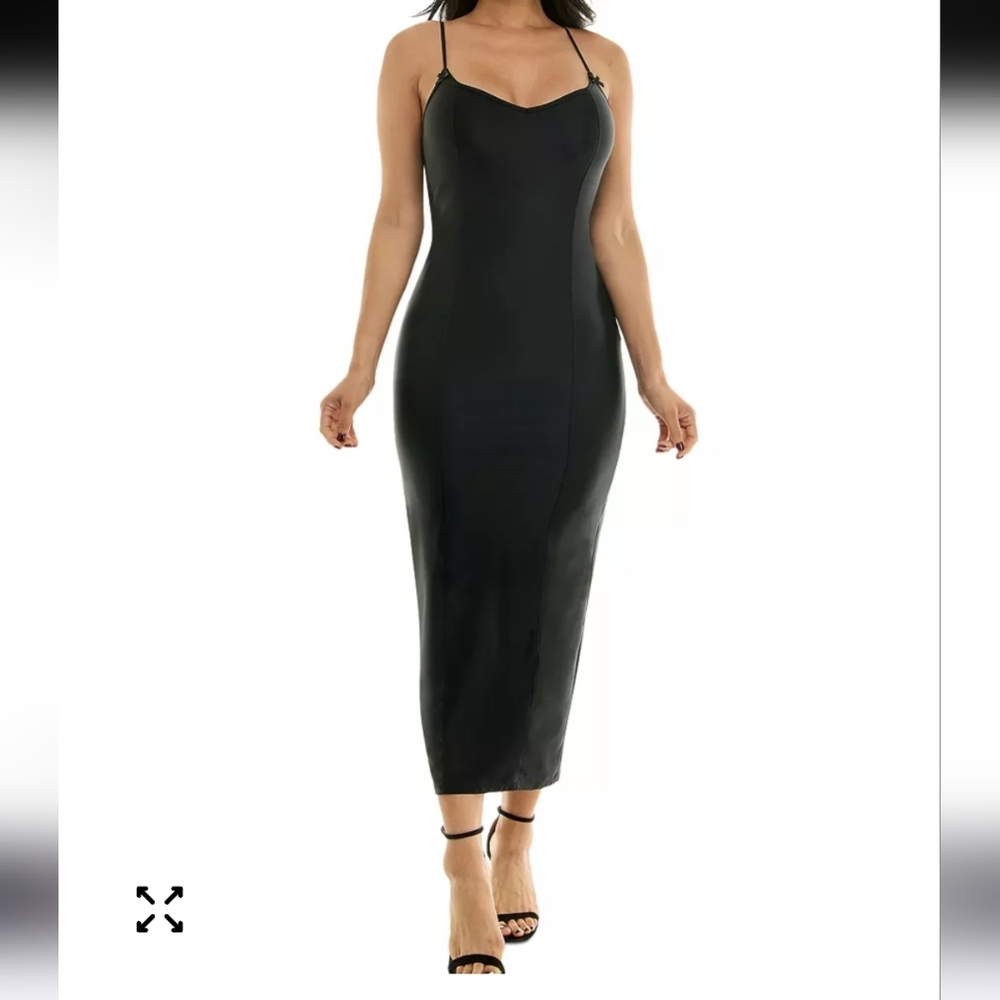 Katia Rae Spaghetti Strap Bodycon Knit Midi Dress Sz Xl Fits 10-12 Secy Rare EUC